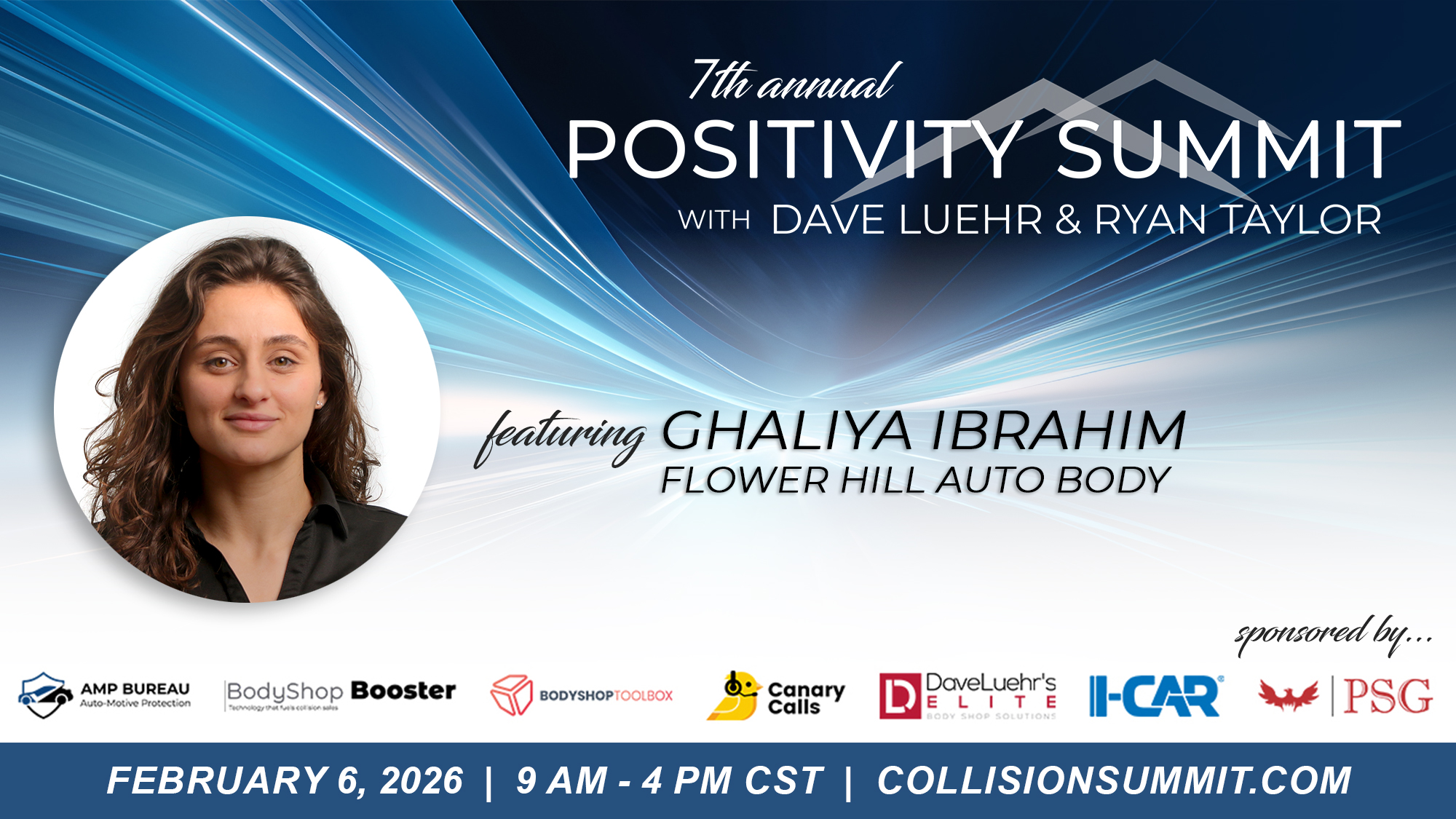Ghaliya Ibrahim official speaker graphic for the 7th Annual Positivity Summit, February 2026
